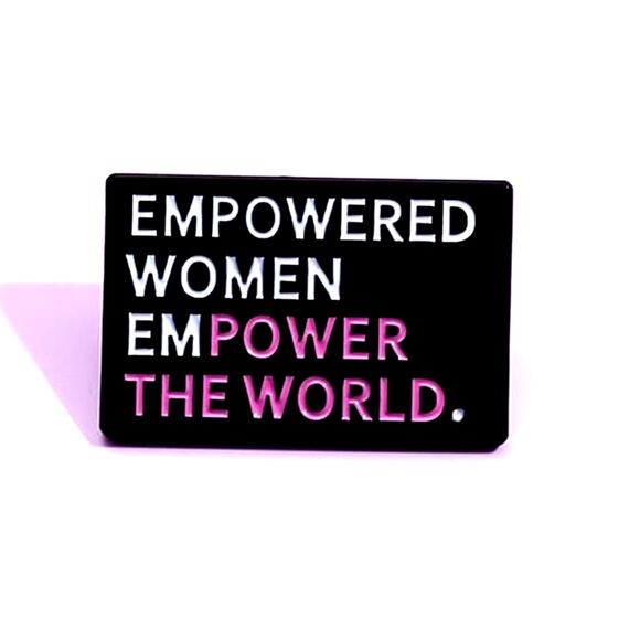 Empowered Women Empower The World Button Clasp Brooch - Picture 1 of 8